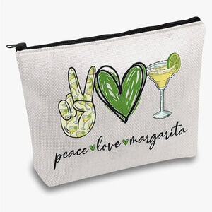 NWOT Peace Love Margaritas Canvas Pouch